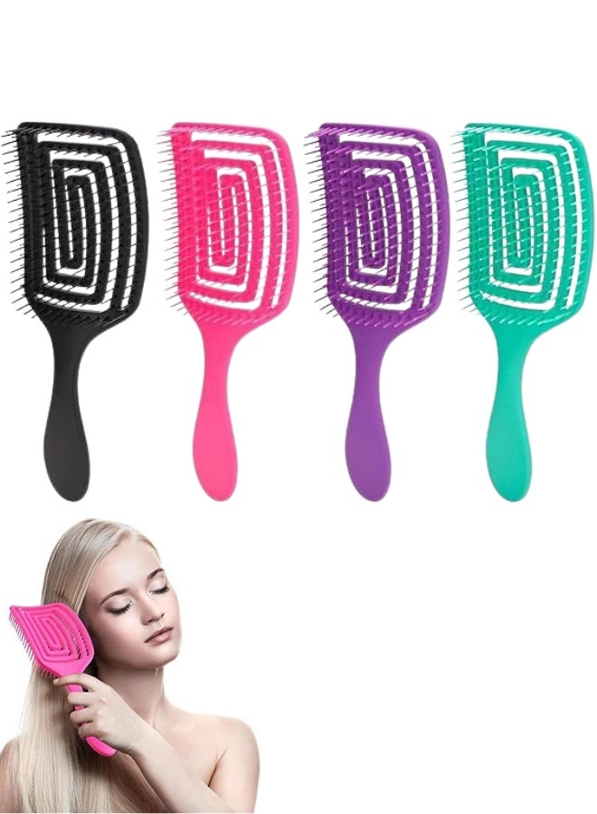 فرشاة شعر مضادة للكهرباء الساكنة – مشط فك تشابك الشعر بدون ألم، شكل منحني مريح بفتحات تهوية للشعر الكثيف، لون عشوائي - Image 1